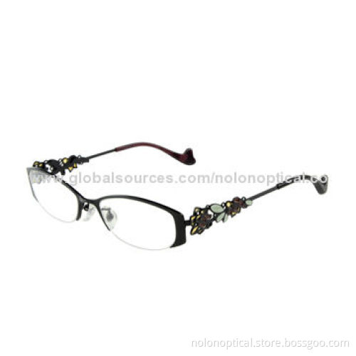 Fashion Stainless Steel Designer Optical Frame with Metal Trim for Women, Customized Logos Available